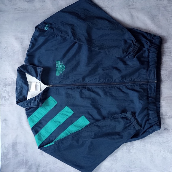 Vintage 90s Adidas Roman Tulis European Soccer School Of Excellent Windbreaker - Picture 1 of 9